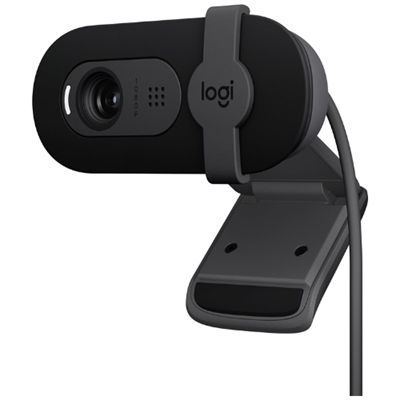 Logitech Brio 100 Full HD 1080p Webcam Made for Meetings and Works for Streaming — Auto-Light Balance, Built-in Mic, Privacy Shutter, USB-A, for Microsoft Teams, Google Meet, Zoom, and More - Black