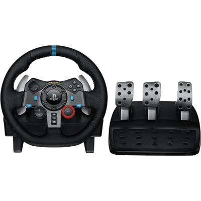 Logitech G29 Driving Force Racing Wheel and Floor Pedals, Real Force Feedback, Stainless Steel Paddle Shifters, Leather Steering Wheel Cover for PS5, PS4, PS3, PC