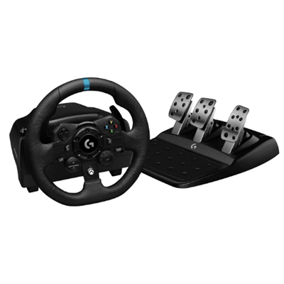 Logitech G923 Racing Wheel and Pedals for Xbox Series X|S, Xbox One and PC featuring TRUEFORCE up to 1000 Hz Force Feedback, Responsive Pedal, Dual Clutch Launch Control, and Genuine Leather Wheel Cover