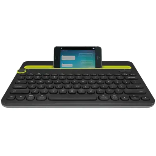 Logitech K480 Bluetooth Multi-Device Keyboard with Easy-Switch Dial, Integrated Phone & Tablet Cradle, and Cross-Platform Compatibility