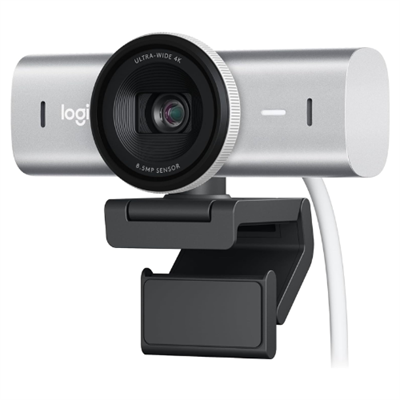 Logitech MX Brio Ultra HD 4K Streaming Webcam, 1080p at 60 FPS, USB-C, Webcam Cover, Works with Microsoft Teams, Zoom, Google Meet - Pale Grey