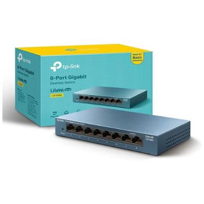 TP-Link LS108G 8 Port Gigabit Network Switch, Metal Case, Ethernet Switch, Power Saving, Plug & Play, Ethernet Splitter, Desktop or Wall Mount, Hasslefree Silent Operation