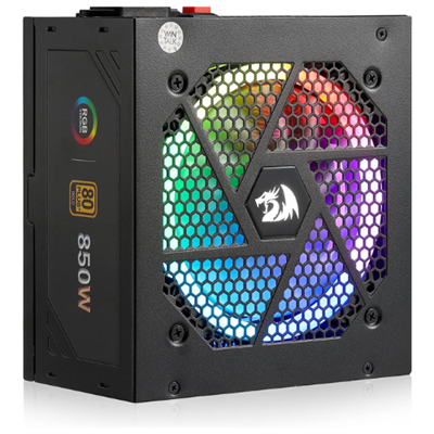 Redragon 850W PSU Full Modular GOLD certified RGB Desktop Gaming Power supply- ATX- PS007-UK