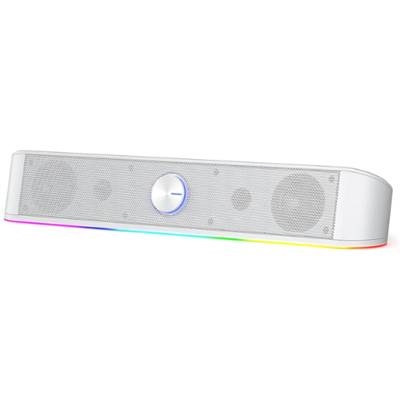 Redragon GS560 Adiemus RGB Desktop Soundbar, 2.0 Channel Computer Speaker with Dynamic RGB Audio-Light Sync/Display w/Volume Knob, USB Powered w/ 3.5mm Cable