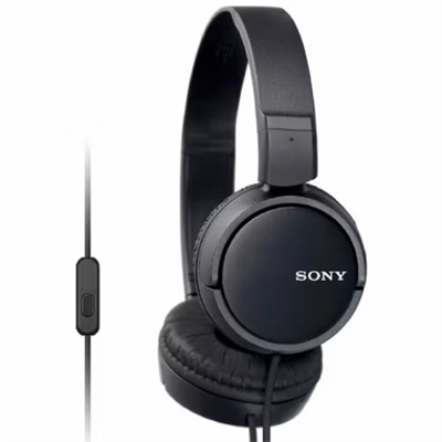 Sony ZX Series Wired On-Ear Foldable 3.5mm In-line remote remote with mic, Headphones, Black MDR-ZX110