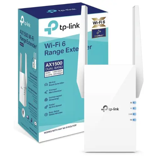 TP-Link RE505X AX1500 WiFi Extender Internet Booster, WiFi 6 Range Extender Covers up to 1500 sq.ft and 25 Devices,Dual Band up to 1.5Gbps Speed, AP Mode w/Gigabit Port, APP Setup, OneMesh Compatible
