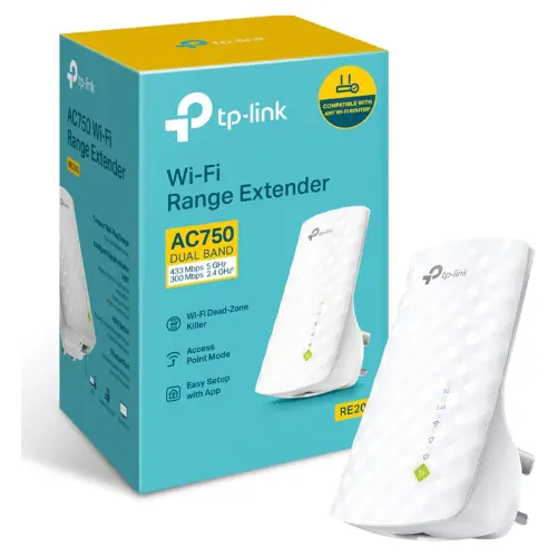 TP-Link Network RE200 AC750 WiFi Range Extender Dual Band 750Mbps with 802.11b/g/n 