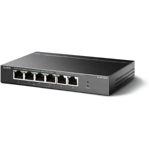 TP-Link TL-SF1006P 6 Port Fast Ethernet 10/100Mbps PoE Switch 4 PoE+ Ports @67W Plug & Play Sturdy Metal w/Shielded Ports Extend Mode Priority Mode 