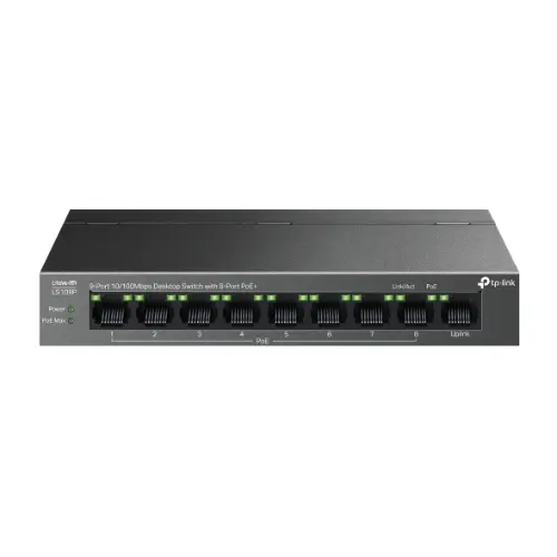 TP-Link LiteWave 9-Port 10/100Mbps Desktop Switch with 8-Port PoE+ (LS109P)