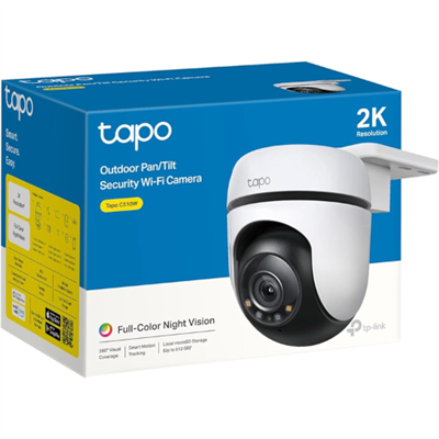 TP-Link Tapo 2K QHD Pan/Tilt Outdoor Wired / Ethernet Security Wi-Fi Camera, 360° Visual Coverage, Starlight Full-Color Night Vision Up to 98ft, Person/Pet/Venicle Detection,Physical Privacy Mode(Tapo C520WS)