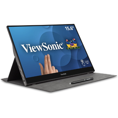 ViewSonic TD1655 15.6 Inch 1080p Portable Monitor with IPS Touchscreen, 2 Way Powered 60W USB C, Eye Care, Dual Speakers, Built-in Stand with Protective Cover