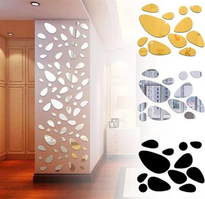 Pebbles Acrylic Mirror Stickers Wall Decorations (12pc)
