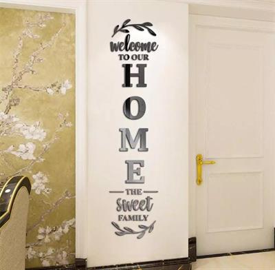 Welcome To Our Home The Sweet Family Mirror Quotes Wall Sticker Home Decor Living Room Acrylic Mirror Family Quotes Saying Decal (size 150*33cm)