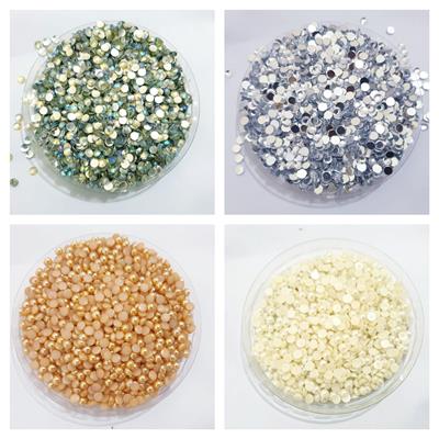 400 Pcs (100 Pcs Each) Shiny Crystal & Stone Resin beads DIY Sewing Craft Sets 5mm