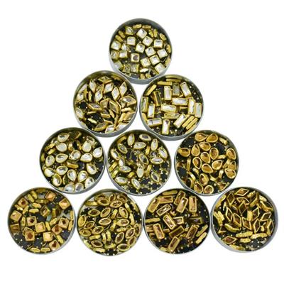 100 Pcs Total (10 Pcs Each) Real Kundan Beads DIY Sewing Jewelry Decoration (10 Shapes)