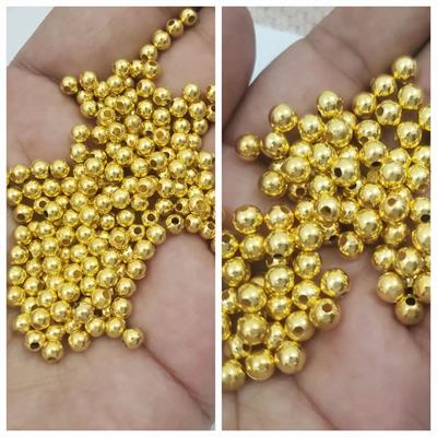 10 gm Glass Pearl Round Spacer Gold Plated Round Beads 4mm/6mm