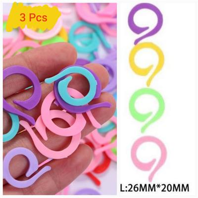 3 Pcs Colorful Plastic Knitting Stitch Marker 