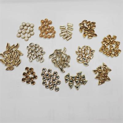 130 Pcs Total (10 Pcs Each) Real Kundan Beads DIY Sewing Jewelry Decoration (13 Shapes)