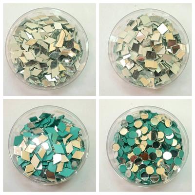 400 Pcs (100 Pcs Each) Round, Square & Diamonds Shape DIY Small Craft Mirrors