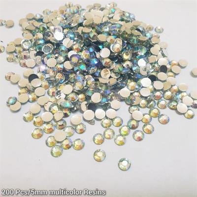 Multicolor 200 Pcs Shiny Kundan Beads DIY Sewing Craft Sets 5mm