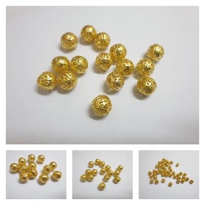 1 Pack Golden Hollow Round Filigree Ball Spacer Beads Craft Making DIY