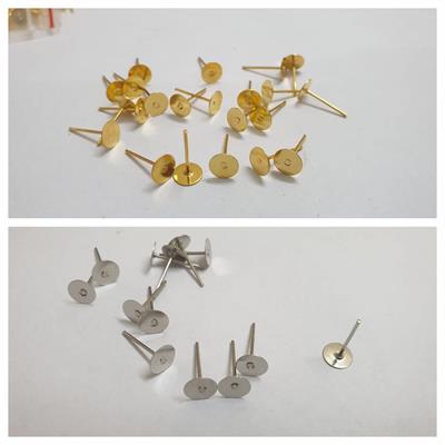 24 Pcs Stud, Iron Flat Earring Earrings Post Stud Jewelry Making Findings Accessories