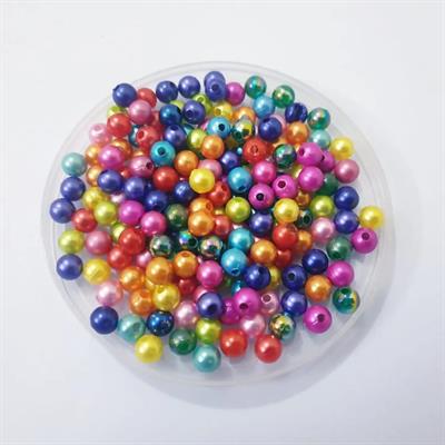 100 Pcs Mixed Color Round Stone Pearls Plastic Beads With Hole 6mm