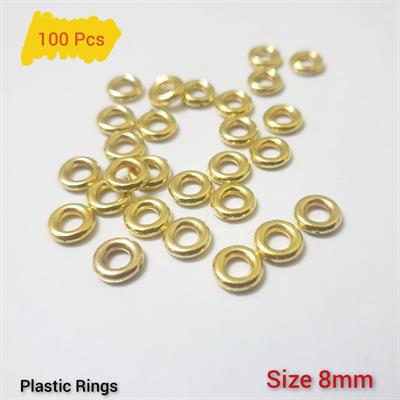 Beads Rings 100 Pcs Golden Plastic Color 8 mm