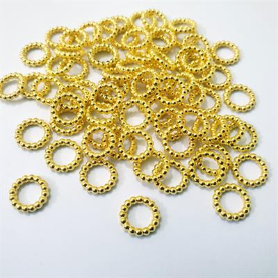 50 Pcs Plastic Tiny Rings 12mm Beads Golden Colors