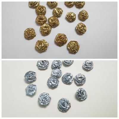 12 Pcs Embroiderymaterial Gota Patti Flowers Appliques Patches for Embroidery Decoration Rose 1.3 cm