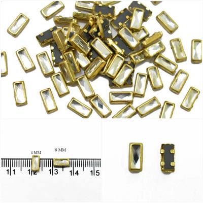 50 Pcs, Real Kundan Beads DIY Sewing Jewelry Decoration, Rectangular Shape