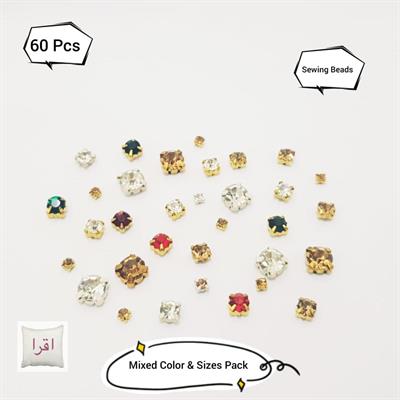 60 Pcs Multi Sizes Crystal Sew On Rhinestones Crafts 