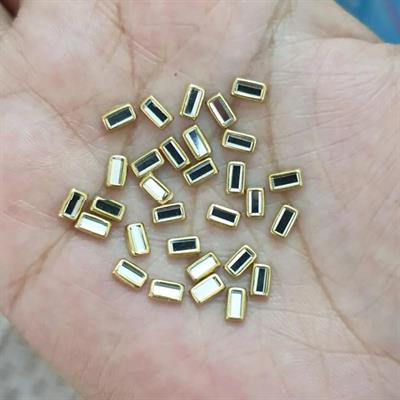 60 Pcs Tiny Rectangular Shape Kundan Stones for Embroidery, Craft and Jewellery Making (2mmx5 mm)