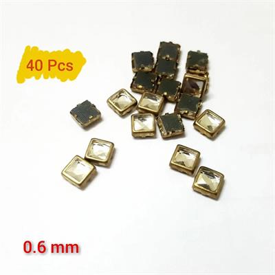 40 Pcs Silver Square Kundan Stone (6x6 mm)