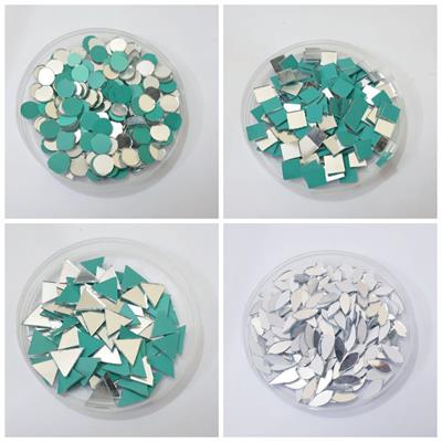  200 Pcs (50 Pcs Each) Round, Square & Triangle & Leaf Shape DIY Small Craft Mirrors