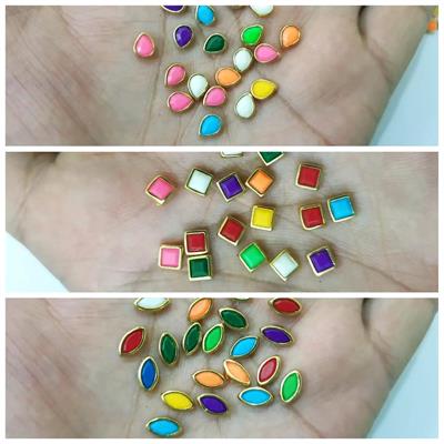 120 Pcs  40 (Pcs Each) Acrylic Kundan Stones, Squre/Drop/Eye for Jewel making, Art works and Crafts