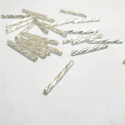 50 Pcs White Lines Long Bugle Beads Tube Glass Beads, Various Colors, Pony Bead, DIY Craftsmanship 2.5