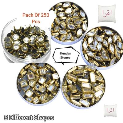 250 Pcs Round Shape Kundan Stone in Flat Back Mount/Kundan Beads for decoration