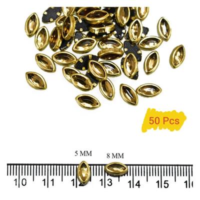 50 Pcs, Real Kundan Beads DIY Sewing Jewelry Decoration, Leaf Shape SIZE 5x9MM