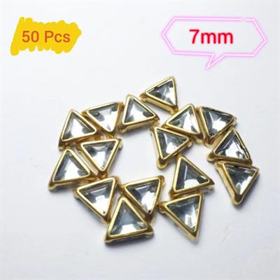 50 Pcs, Real Kundan Beads DIY Sewing Jewelry Decoration, TRIANGLE SIZE 7MM