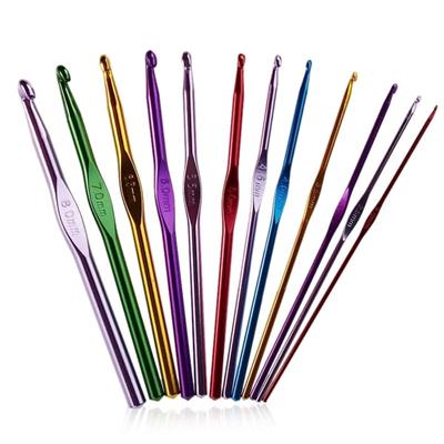 12 Pc Multicolor Crochet Hooks Knitting Needles Craft Yarn 2.0 mm to 8 mm