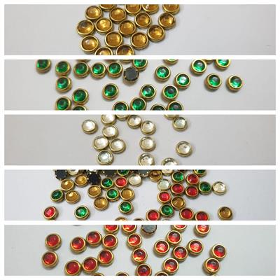 50 Pcs, Real Kundan Beads DIY Sewing Jewelry Decoration, Round Shape in Various Colors 7mm