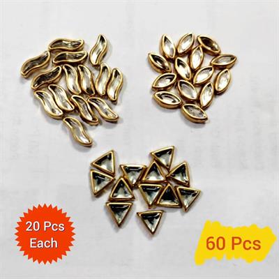 60 Pcs Real Kundan Beads DIY Sewing Jewelry Decoration