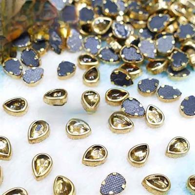 50 Tear Drop Shape White Color Flatback Crystal Kundan Stone (6x4mm)