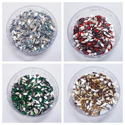 400 Pcs (100 Pcs Each) Shiny Crystal & Stone Resin beads DIY Sewing Craft Sets (4x8 )mm