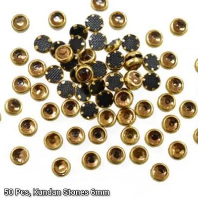 10gm, Real Kundan 6MM Beads DIY Sewing Jewelry Decoration, Round Shape