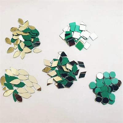 250 Pcs, 50 Pcs Each Glass Mixed Shape Mirror Beads For Art And Craft And Also Used In Embroidery