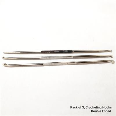 3 Pcs Double Ended Hook Steel Handle Crochet Hooks Sizes, 01-02./03-04/05-06