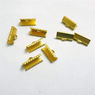 5 Pcs Gold Metal Elastic End Crimps DIY Hair Ponytail HolConnectors 15mm Length 