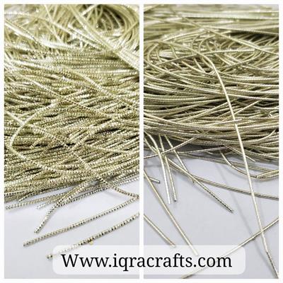 Pack of 2 Tola, (1 tola each) Embroidery material 1mm Naqshi & Dabka Thread, For Clothing Craft Sets Pale Gold